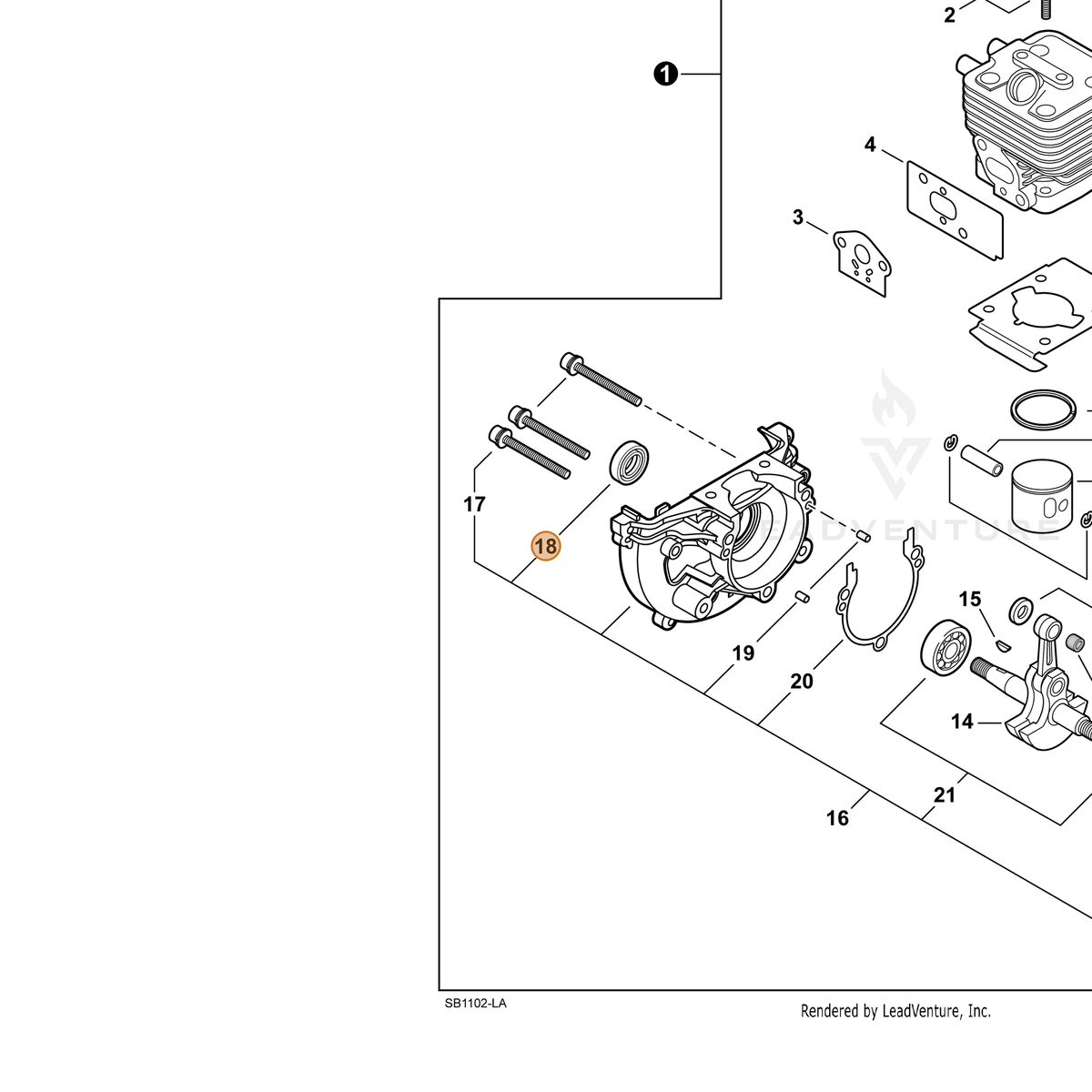 ECHO part 10021242031 — IPL diagram snippet (6x zoom, amber highlight)
