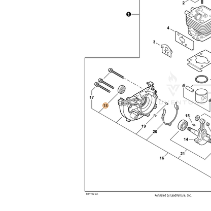 ECHO part 10021242031 — IPL diagram snippet (6x zoom, amber highlight)