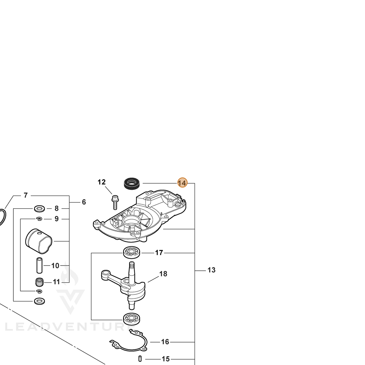 ECHO part 10021261830 — IPL diagram snippet (6x zoom, amber highlight)