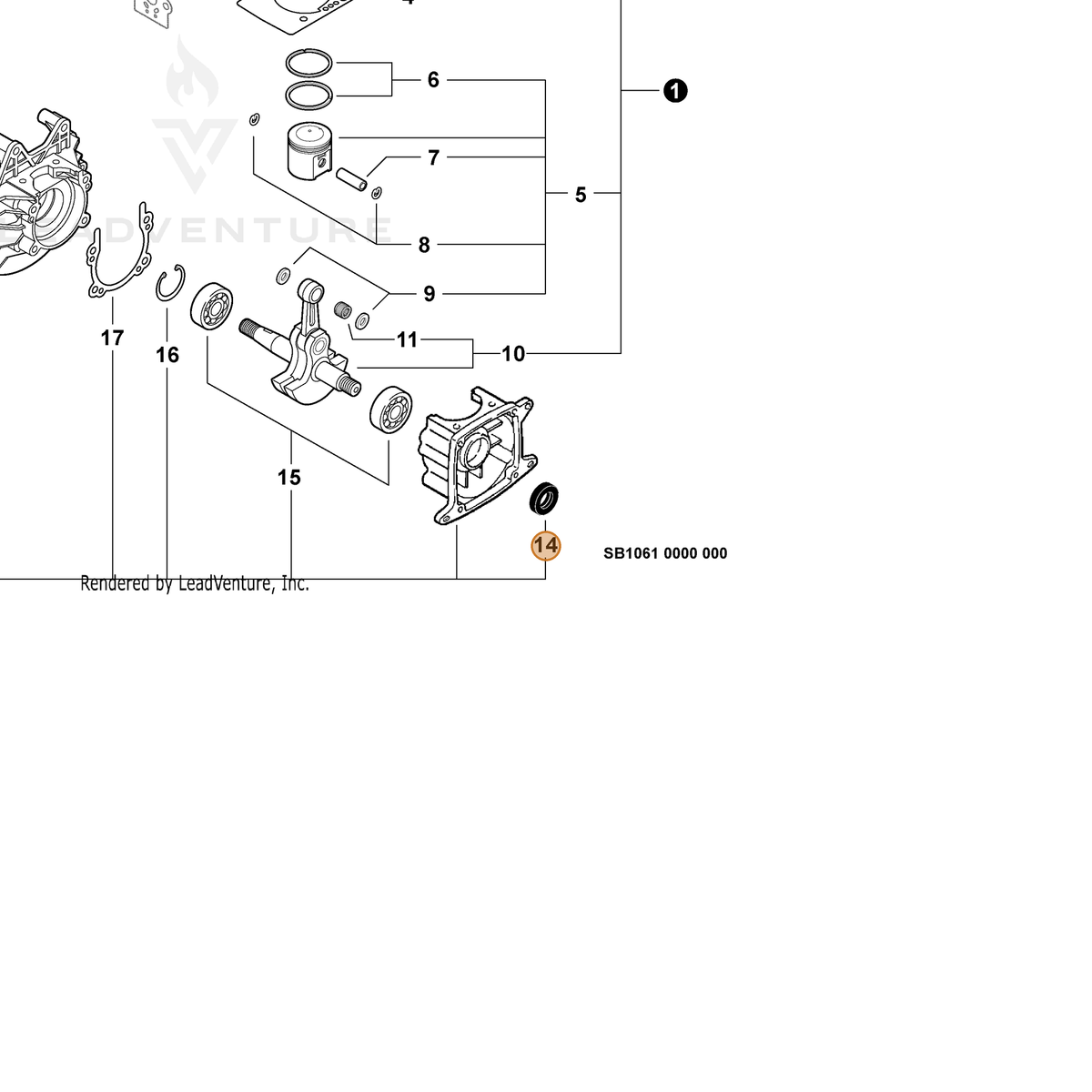 ECHO part 10021305530 — IPL diagram snippet (6x zoom, amber highlight)