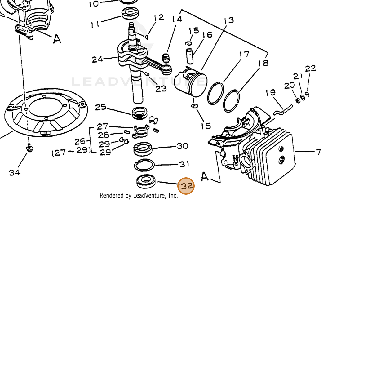 ECHO part 10021311620 — IPL diagram snippet (6x zoom, amber highlight)