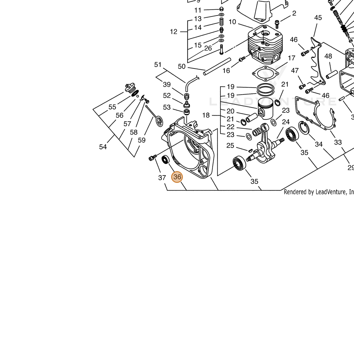 ECHO part 10021316430 — IPL diagram snippet (6x zoom, amber highlight)
