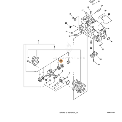 ECHO part 10021338330 — IPL diagram snippet (6x zoom, amber highlight)