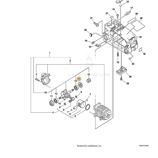 ECHO part 10021338330 — IPL diagram snippet (6x zoom, amber highlight)