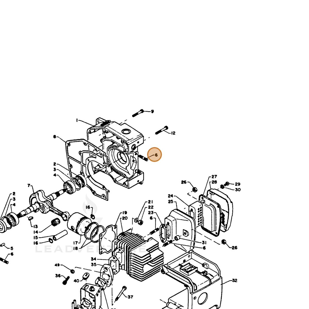 ECHO part 10021402830 — IPL diagram snippet (6x zoom, amber highlight)