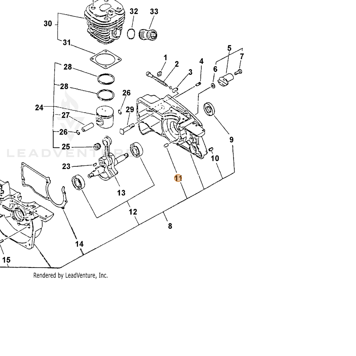ECHO part 10021502830 — IPL diagram snippet (6x zoom, amber highlight)