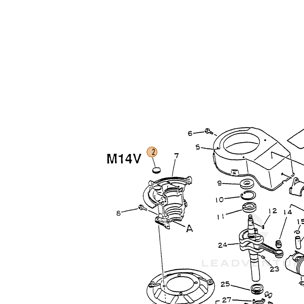 ECHO part 10022311620 — IPL diagram snippet (6x zoom, amber highlight)