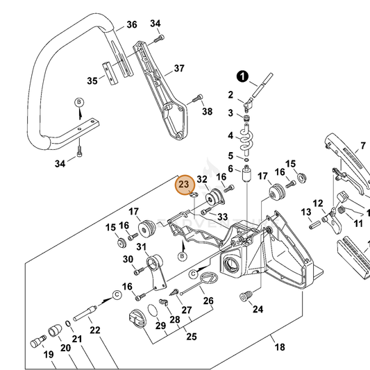 ECHO part 10025230830 — IPL diagram snippet (6x zoom, amber highlight)