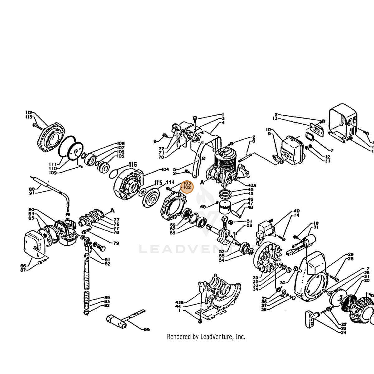 ECHO part 10028010510 — IPL diagram snippet (6x zoom, amber highlight)
