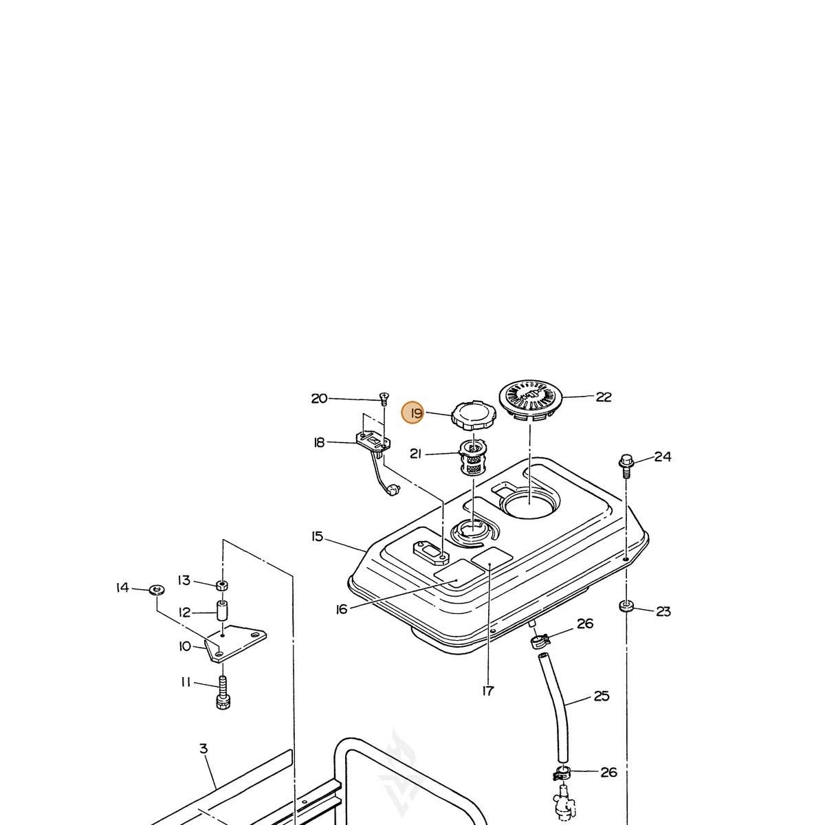 ECHO part 100430430015 — IPL diagram snippet (6x zoom, amber highlight)