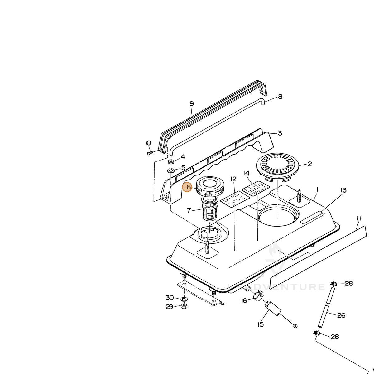 ECHO part 100430430041 — IPL diagram snippet (6x zoom, amber highlight)