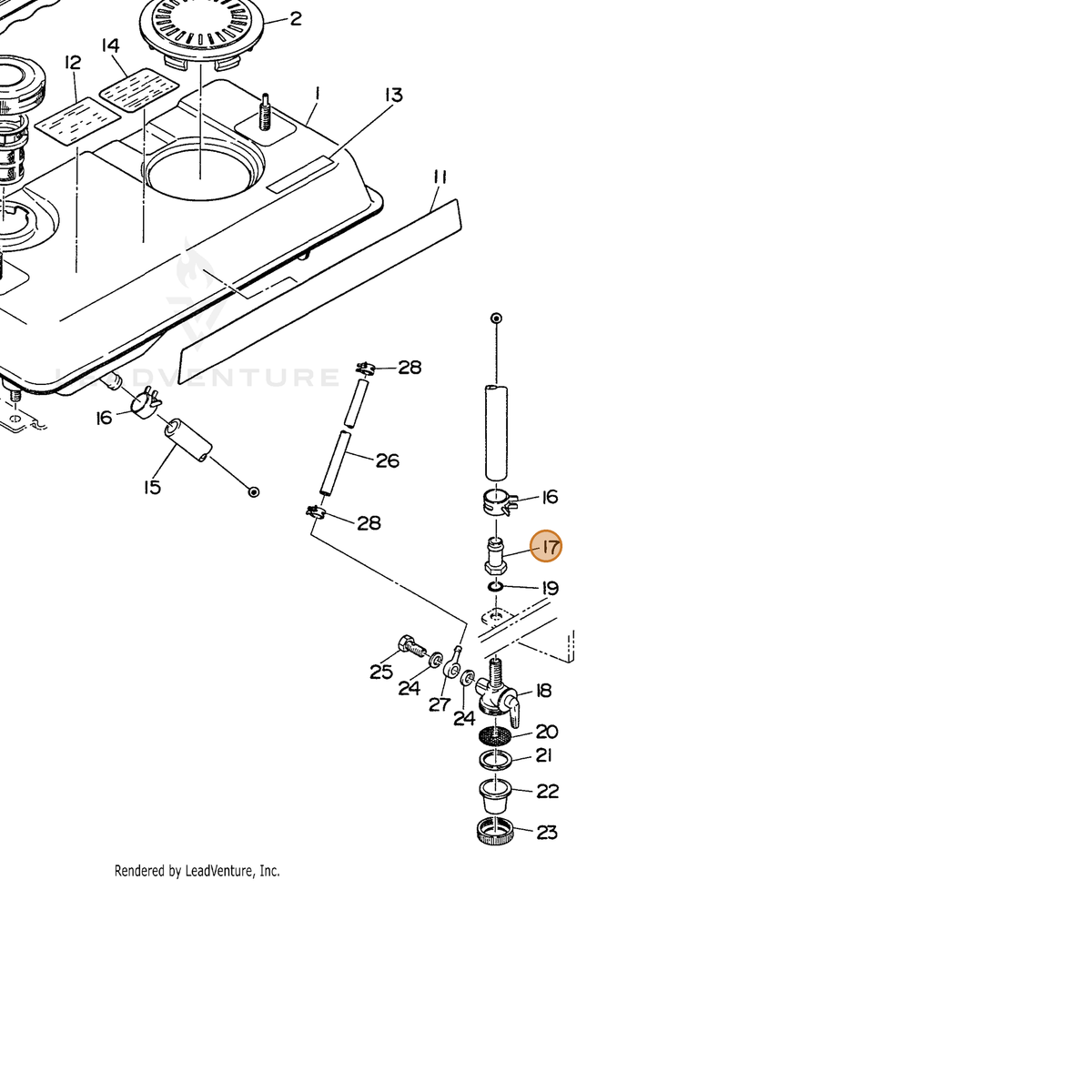 ECHO part 100533090020 — IPL diagram snippet (6x zoom, amber highlight)