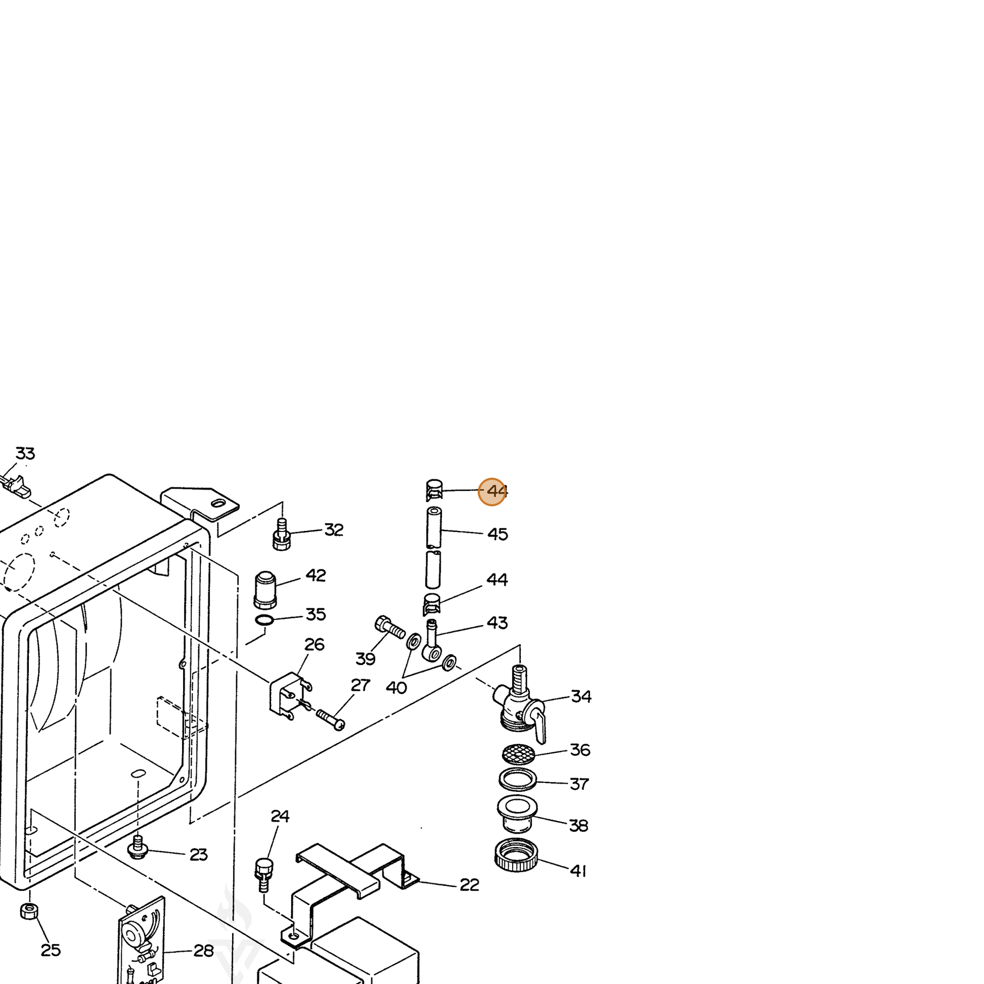 ECHO part 100561100030 — IPL diagram snippet (6x zoom, amber highlight)