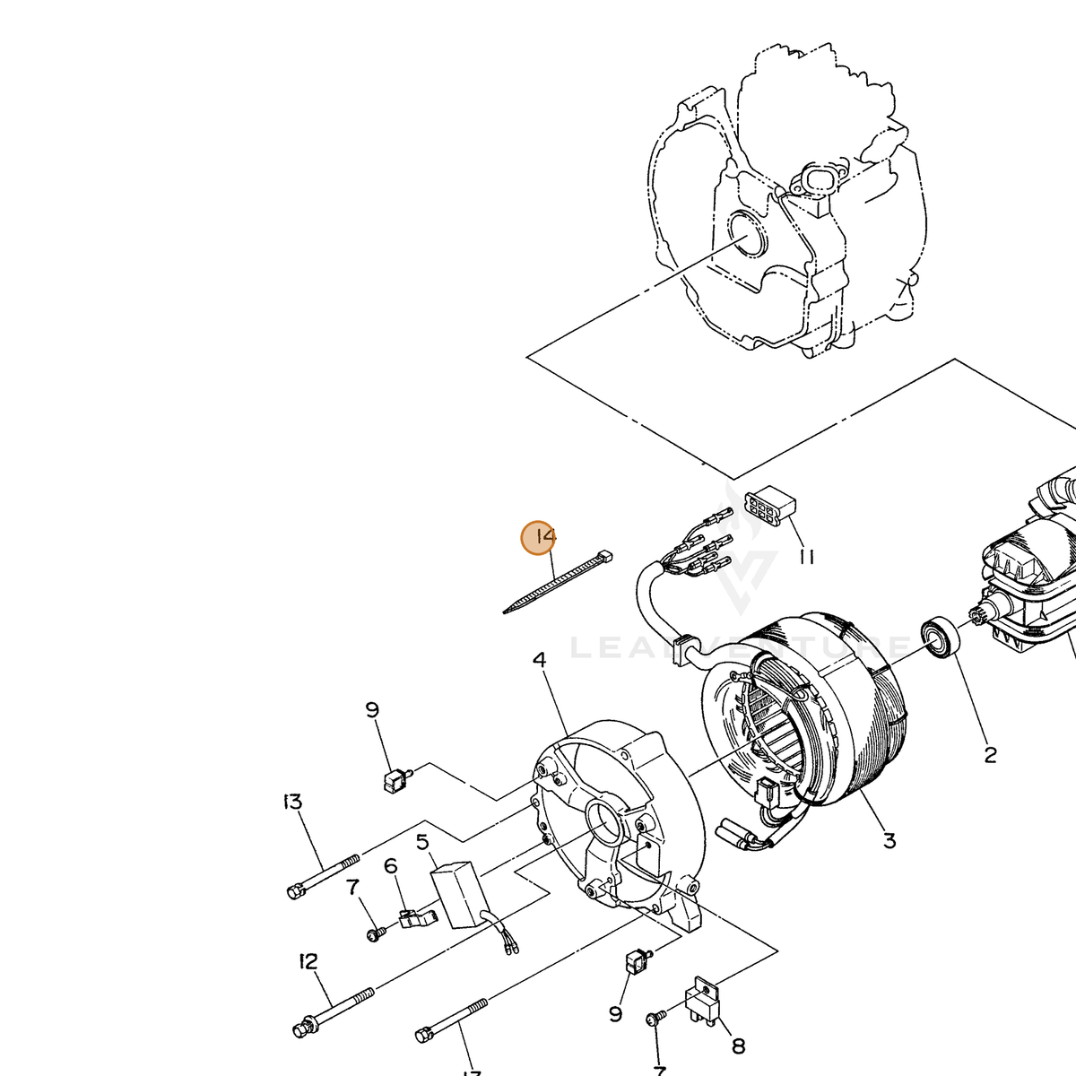 ECHO part 100563000020 — IPL diagram snippet (6x zoom, amber highlight)