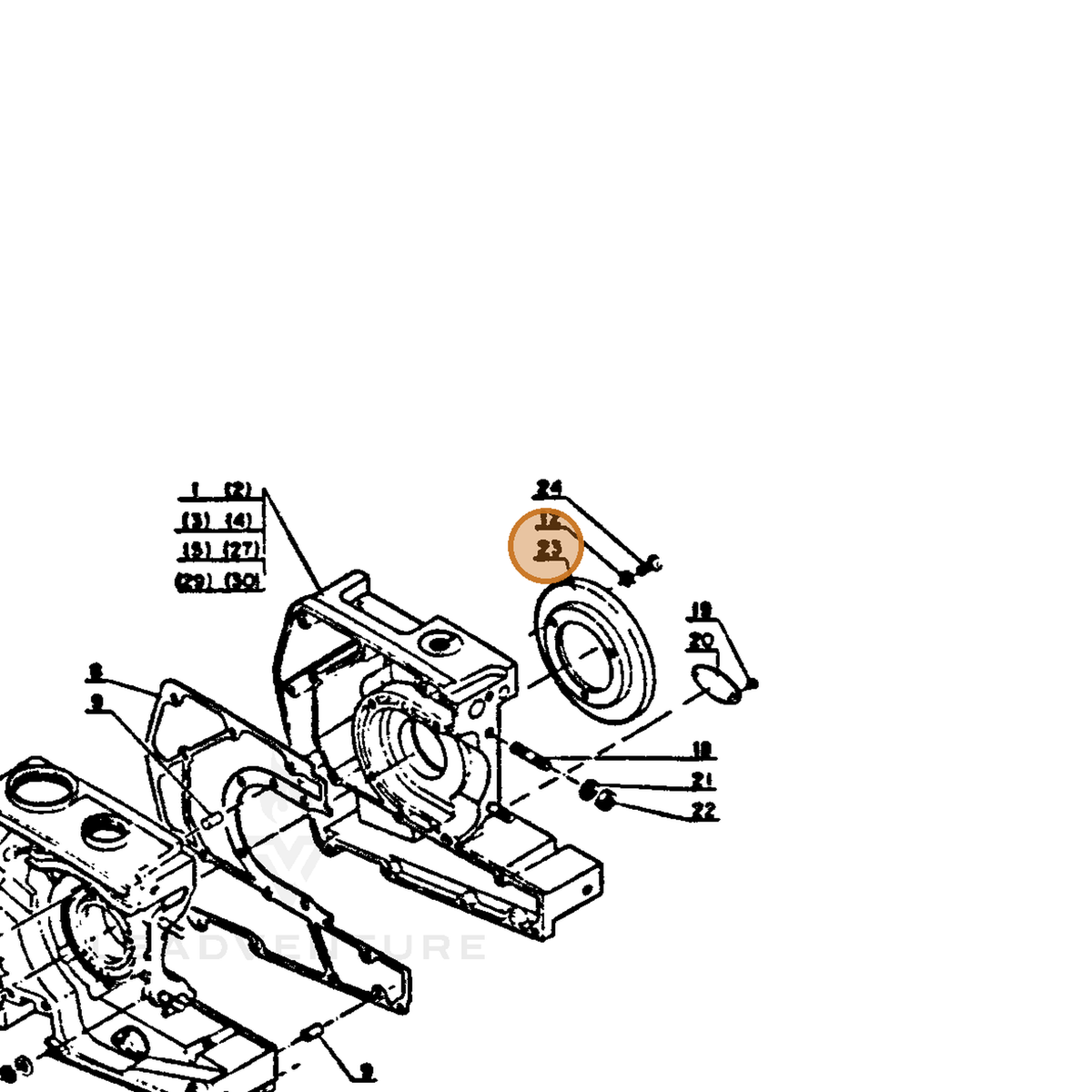 ECHO part 10061803431 — IPL diagram snippet (6x zoom, amber highlight)