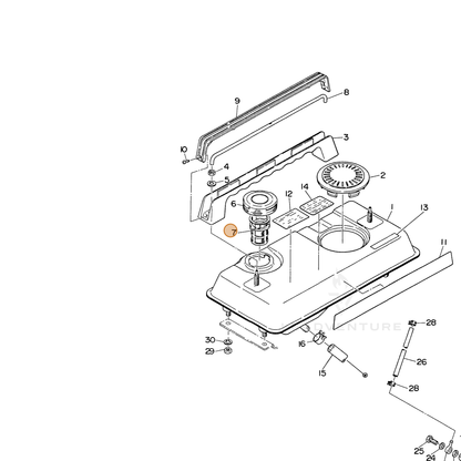 ECHO part 100641360020 — IPL diagram snippet (6x zoom, amber highlight)