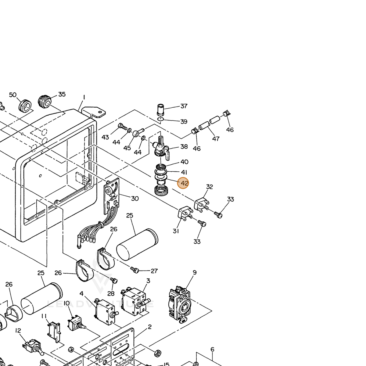 ECHO part 100642000210 — IPL diagram snippet (6x zoom, amber highlight)