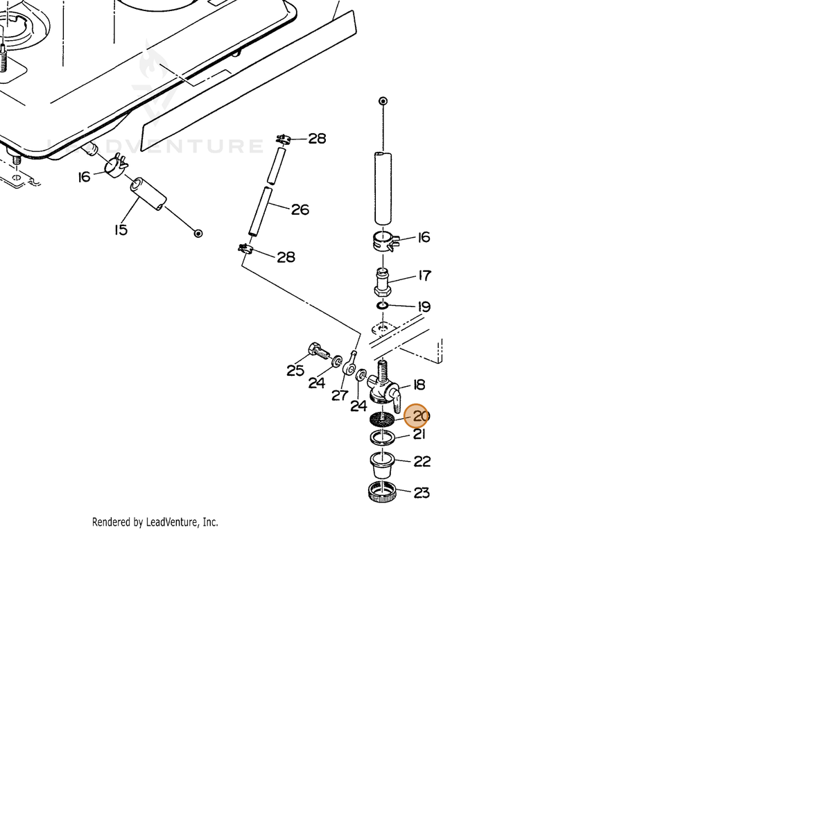 ECHO part 100642000220 — IPL diagram snippet (6x zoom, amber highlight)