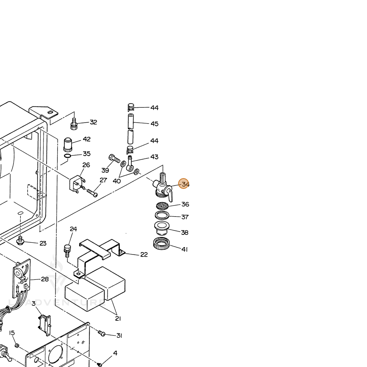 ECHO part 100642002311 — IPL diagram snippet (6x zoom, amber highlight)