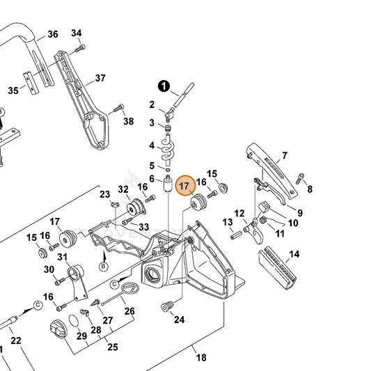 ECHO part 10091030830 — IPL diagram snippet (6x zoom, amber highlight)