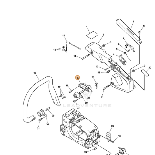 ECHO part 10091039430 — IPL diagram snippet (6x zoom, amber highlight)