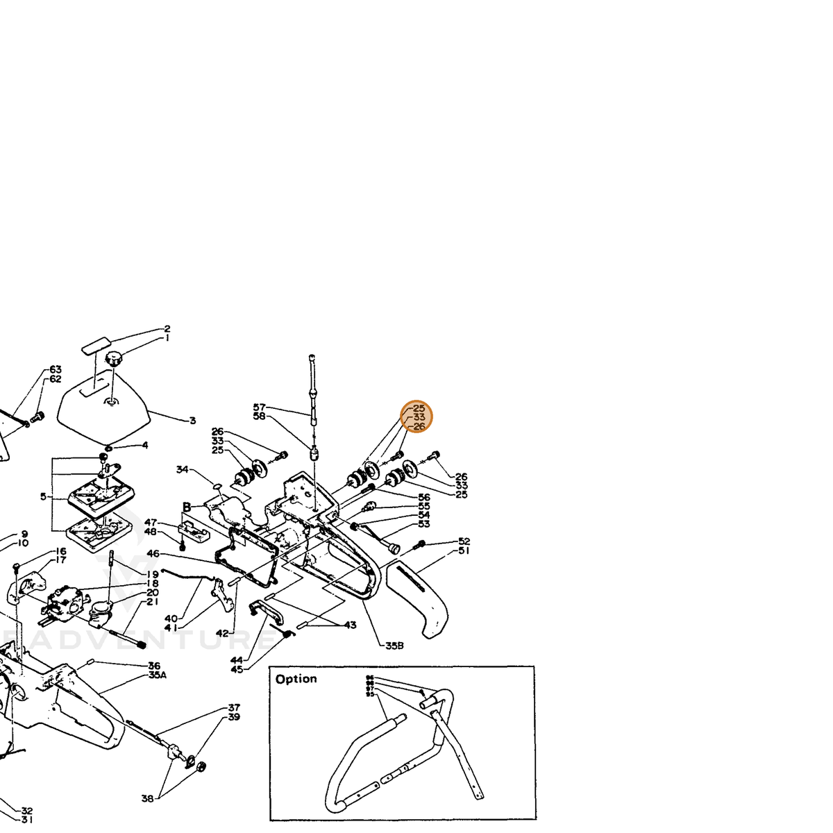 ECHO part 10091814730 — IPL diagram snippet (6x zoom, amber highlight)