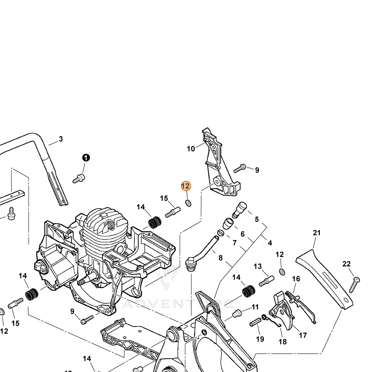 ECHO part 10091838330 — IPL diagram snippet (6x zoom, amber highlight)