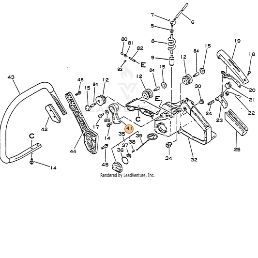 ECHO part 10092132431 — IPL diagram snippet (6x zoom, amber highlight)