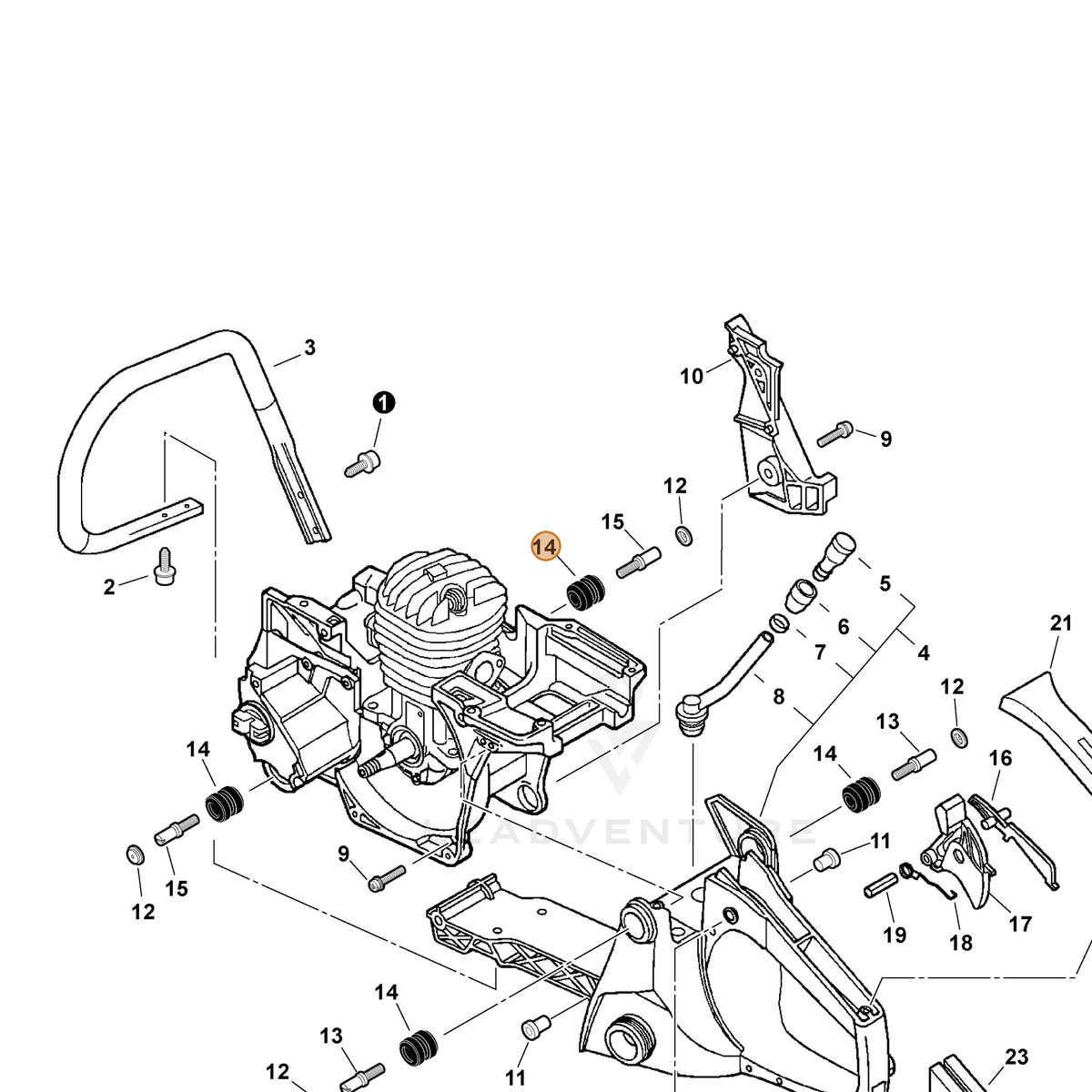 ECHO part 10092138330 — IPL diagram snippet (6x zoom, amber highlight)