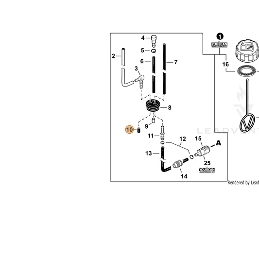 ECHO part 10092735830 — IPL diagram snippet (6x zoom, amber highlight)