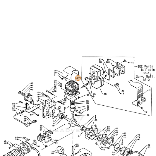 ECHO part 10100101110 — IPL diagram snippet (6x zoom, amber highlight)