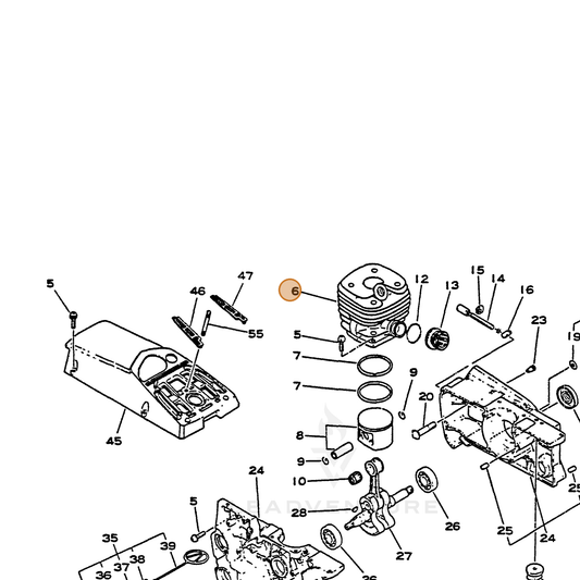ECHO part 10100132331 — IPL diagram snippet (6x zoom, amber highlight)