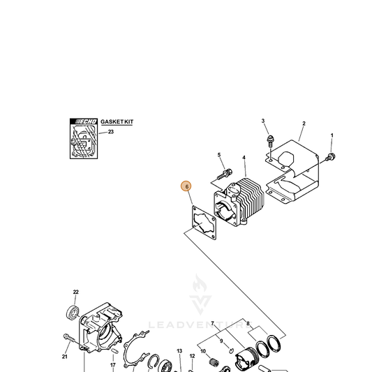 ECHO part 10101003361 — IPL diagram snippet (6x zoom, amber highlight)