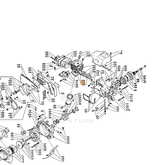 ECHO part 10101014731 — IPL diagram snippet (6x zoom, amber highlight)