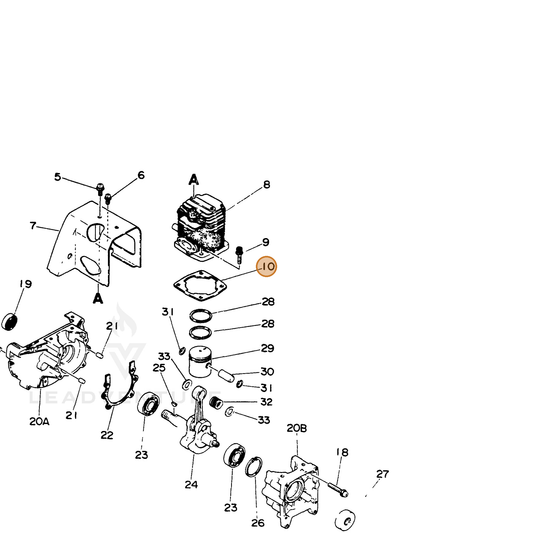 ECHO part 10101021431 — IPL diagram snippet (6x zoom, amber highlight)
