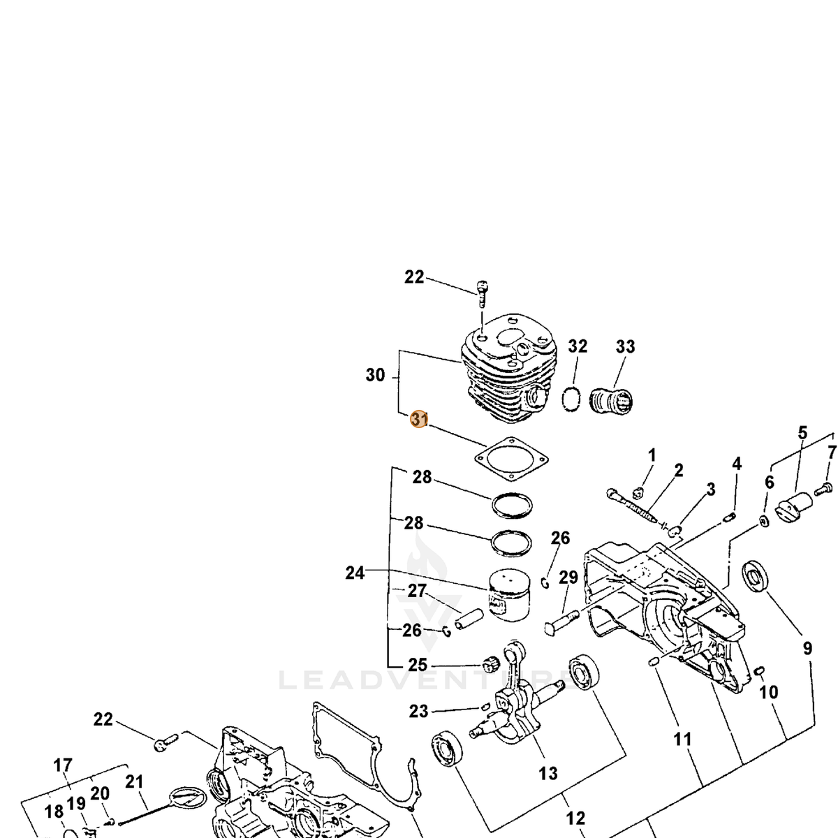 ECHO part 10101039730 — IPL diagram snippet (6x zoom, amber highlight)