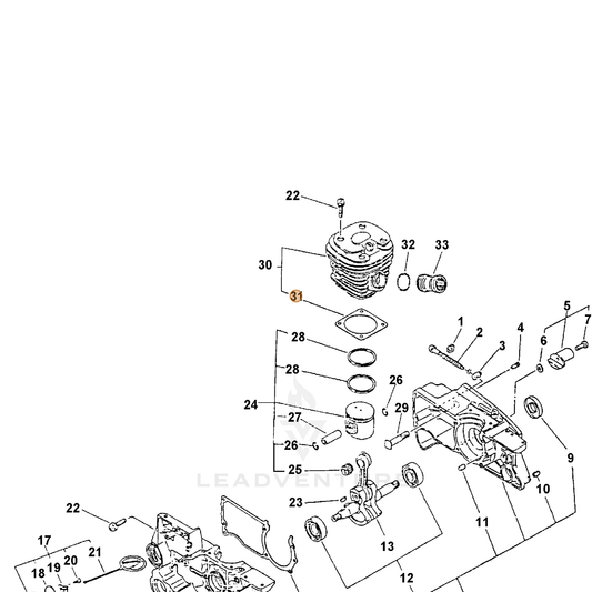 ECHO part 10101039730 — IPL diagram snippet (6x zoom, amber highlight)