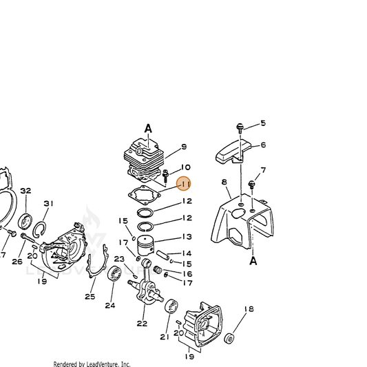 ECHO part 10101042231 — IPL diagram snippet (6x zoom, amber highlight)
