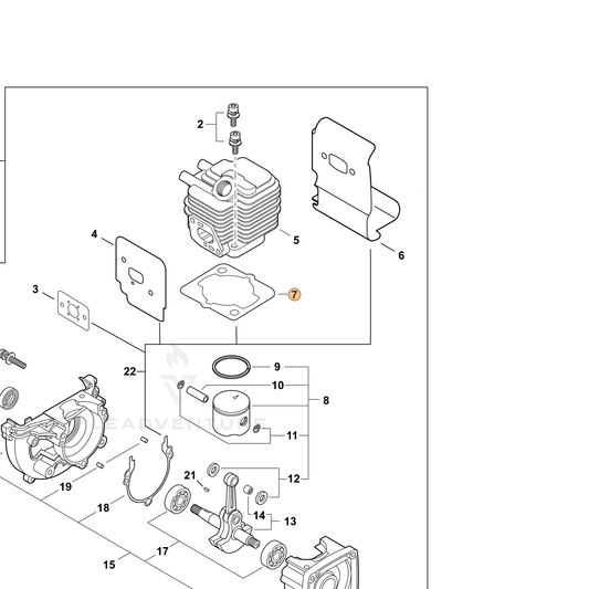 ECHO part 10101044332 — IPL diagram snippet (6x zoom, amber highlight)