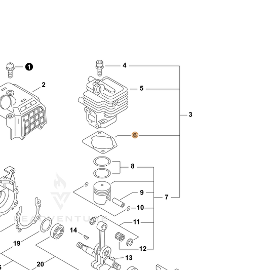 ECHO part 10101055930 — IPL diagram snippet (6x zoom, amber highlight)