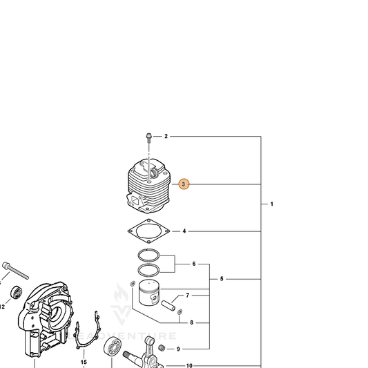 ECHO part 10101108261 — IPL diagram snippet (6x zoom, amber highlight)