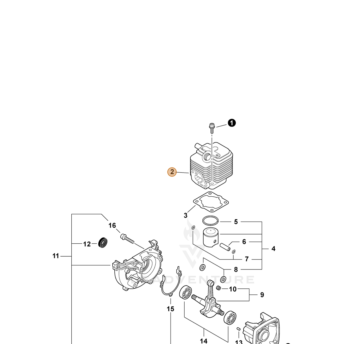 ECHO part 10101108961 — IPL diagram snippet (6x zoom, amber highlight)