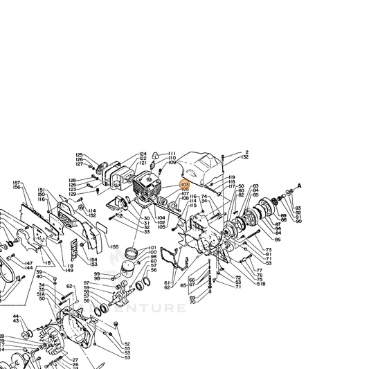 ECHO part 10101114732 — IPL diagram snippet (6x zoom, amber highlight)