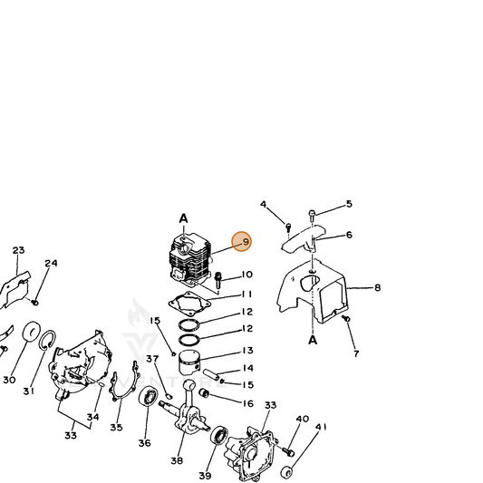 ECHO part 10101122330 — IPL diagram snippet (6x zoom, amber highlight)