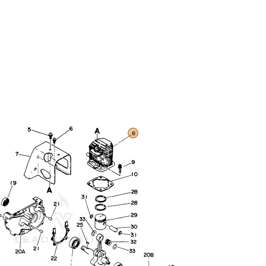 ECHO part 10101124830 — IPL diagram snippet (6x zoom, amber highlight)