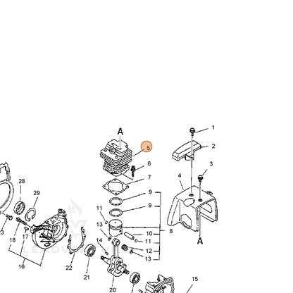 ECHO part 10101143130 — IPL diagram snippet (6x zoom, amber highlight)
