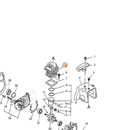 ECHO part 10101143130 — IPL diagram snippet (6x zoom, amber highlight)