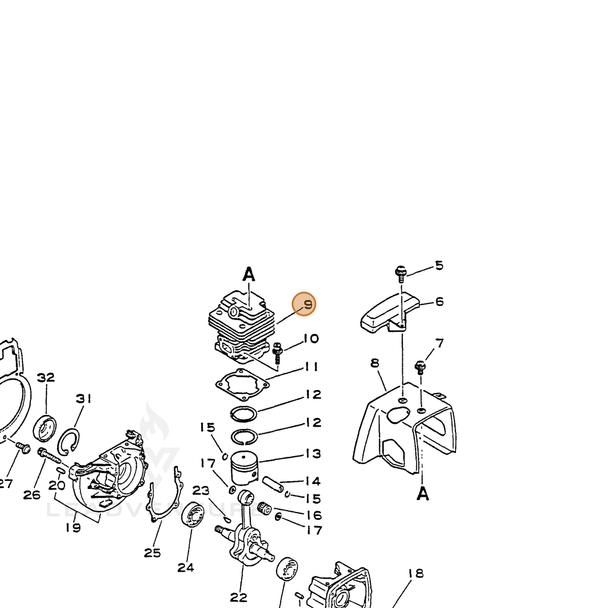 ECHO part 10101147530 — IPL diagram snippet (6x zoom, amber highlight)