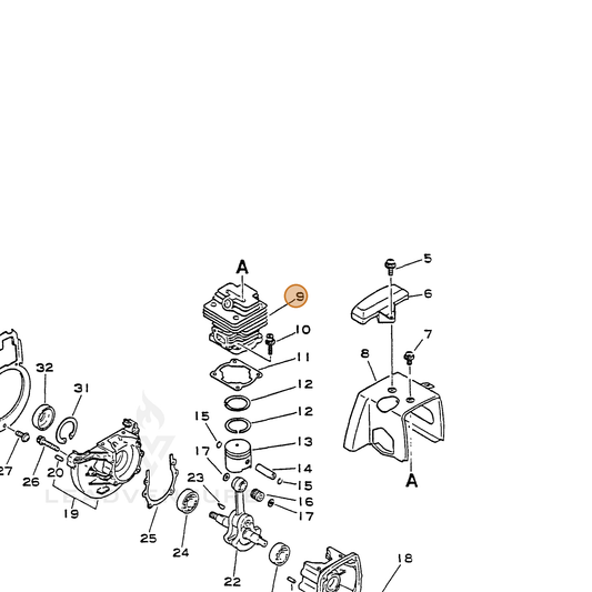 ECHO part 10101147530 — IPL diagram snippet (6x zoom, amber highlight)