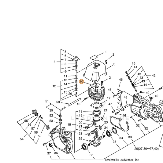 ECHO part 10101160730 — IPL diagram snippet (6x zoom, amber highlight)